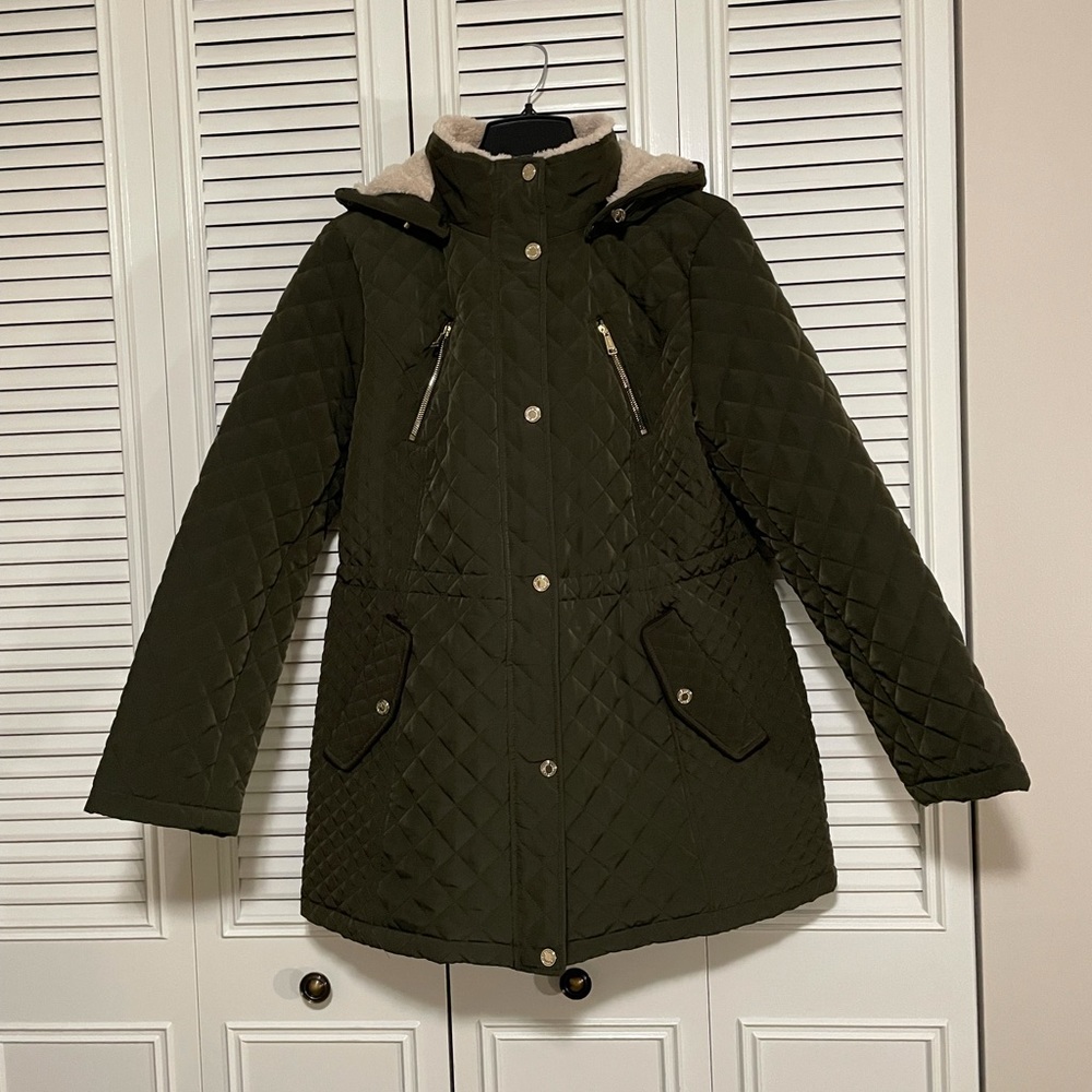 Laundry Shelli Segal Brown Hooded Quilted Jacket XL